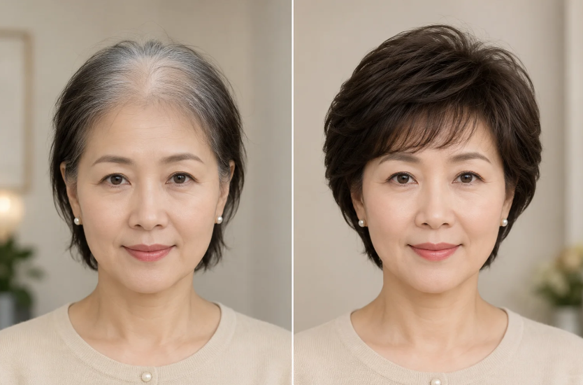 女士局部遮白发发块